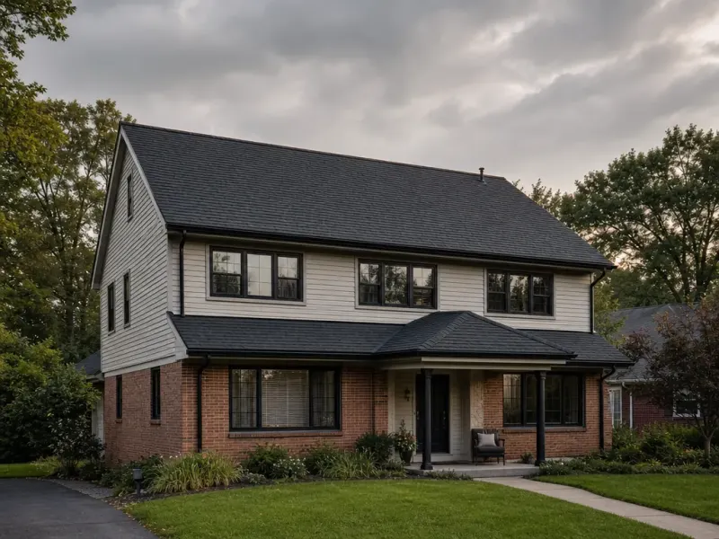 Two-story Pittsburgh home with a newly installed architectural shingle roof.